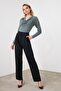 Black Straight/Cut Pleated Woven Pants TWOSS19WX0017 - 7