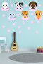 Cute Animals Pink Clouds And Pink Stars Kids Room Wall Sticker Set