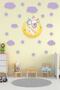 Cute Giraffe on the Moon Purple Clouds and Purple Stars