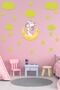 Cute Giraffe on the Moon Green Clouds And Green Stars Decorative Sticker - 3