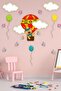 Cute Teddy Bear in the Balloon Clouds Butterflies Bees Decorative Sticker