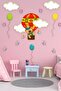 Cute Teddy Bear in the Balloon Clouds Butterflies Bees Decorative Sticker - 2