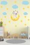 Cute Giraffe on the Moon Blue Clouds And Yellow Stars Decorative Sticker - 4