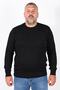 Men's Black Large Size Crew Neck 100% Cotton Sweater Trist-2101