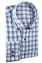 Men's Dark Blue 100% Cotton Long Sleeve Collar Buttoned Single Pocket Checkered Classic Cut Shirt - 2
