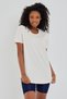 Women's Ecru Oval Skirt Wide Collar 100% Cotton Short Sleeve T-Shirt