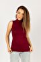 Claret Red Turtleneck Lycra Women's Body - Zero Sleeve Combed Cotton - 3