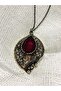 Vintace Antique Copper Necklace with Red Zircon Stone - 3