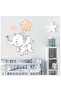 Cute Baby Elephant And Sparrow Star Balloons Kids Room Wall Sticker - 3