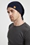 Men's Navy Blue, Special Design 4 Season Hat with Rope Detail, Beret Buff - Ultra Soft Natural Combed Cotton Fabric - 3