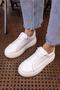 Cupy Women's White Genuine Leather Eva Sole Sneakers - 8