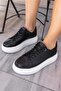 Cupy Women's Black Genuine Leather Eva Sole Sneaker - 7