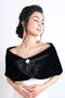 Black Bridal Fur Bridal Fur with Brooch - 3