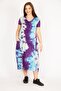 Women's Purple Large Size Tie-Dye Pattern V-Neck Pocket Dress 65n33979 - 5