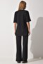 Women's Black Ribbed Stretchy Knit Bottom Top Set KH00086 - 5