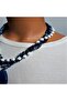 Navy Blue Agate White Agate Navy Blue Crystal Triple Peace and Mental Clarity Necklace - 2