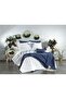 Talya Double Blue Duvet Cover Set with 8 Pieces Embroidery and Microcomb Bedspread - 5