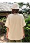 Large Size Music And Party Printed Beige Oversize T-shirt - 3