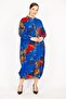 Women's Cobalt Blue Plus Size Woven Viscose Fabric Front Length Buttoned Dress 65n35965 - 5