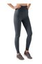 Women's Charcoal Gray High Waist Seamless Ribbed Fitness Leggings - 2
