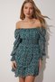 Women's Green Floral Carmen Neck Chiffon Dress DK00146 - 2