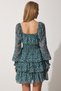 Women's Green Floral Carmen Neck Chiffon Dress DK00146 - 5