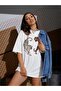 Tiger Printed Unisex White Oversize T-shirt - 2