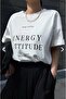 Energy Printed Unisex White Oversize T-shirt - 3