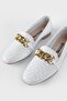 Women's White Genuine Leather Ballerinas with Chain, Size 36-41 - 5
