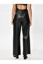 Wide Leg Trousers Leather Look with Mini Pockets - 5