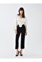 V-Neck Plain Long Sleeve Crop Satin Women's Blouse - 3