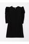 Crew Neck Basic Long Sleeve Girl's Dress - 2