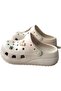 Women's Beige Ultrasoft High Sole Crocs Slipper Sandals - 4