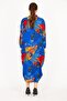 Women's Cobalt Blue Plus Size Woven Viscose Fabric Front Length Buttoned Dress 65n35965 - 3