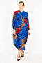 Women's Cobalt Blue Plus Size Woven Viscose Fabric Front Length Buttoned Dress 65n35965 - 6