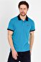 Blue Polo Neck T-shirt with Navy Blue Collar - 3