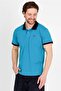 Blue Polo Neck T-shirt with Navy Blue Collar - 4