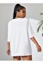 Coffee Bean Printed Unisex White Oversize T-shirt - 3
