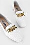 Women's White Genuine Leather Ballerinas with Chain, Size 36-41