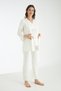 White Lace Detailed 3-Piece Maternity and Maternity Pajamas Set with Dressing Gown