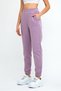 Women's Three Thread Knitted Sweatpants with Elastic Waist and Leg Legs Jogger Lilac - 3