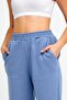 Women's Elastic Waist and Leg Three Thread Knitted Sweatpants Jogger Blue - 5