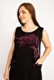 Women's Black Plus Size Stone Detailed Front Pocket Dress 65n35976 - 4