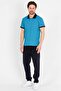 Blue Polo Neck T-shirt with Navy Blue Collar - 2