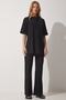 Women's Black Ribbed Stretchy Knit Bottom Top Set KH00086 - 3