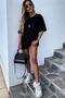 Mickey Printed Unisex Black Oversize T-Shirt