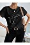 تي شيرت أسود كبير الحجم مطبوع عليه Lover Cat للجنسين - 2