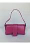 Women's Pink Studded Curved Baguette Baguette Bag Patent Leather Asymmetrical Crocodile Daily Shoulder Bag - 6