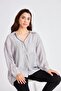 Women's Oversize Off-Shoulder Loose Fit Light Gray Shirt - 2