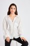 Women's Oversize Loose Cut Cream Shirt - 3